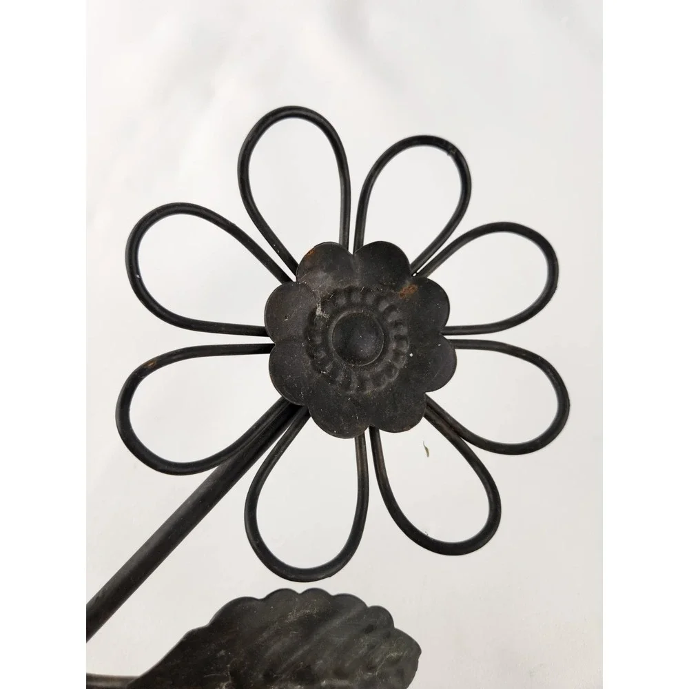 Bird and Flower Decorative Cast Metal Wall Mount Rustic Hook Daisy Cottagecore